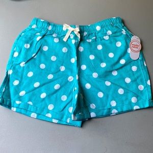 Wonder Nation Pull On Shorts Girl’s 14 XL Aqua Polka Dot Drawstring